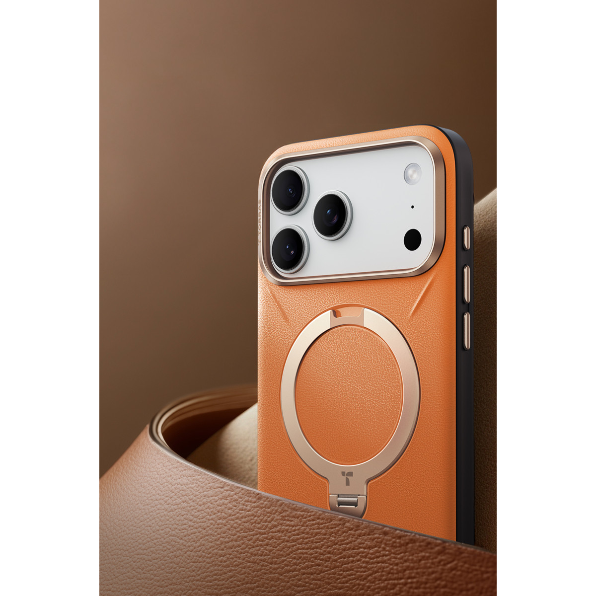 Torras Apple iPhone 17 Pro Max O Stand Spin VegSkin Serisi Magsafe Kılıf – Turuncu görseli 3