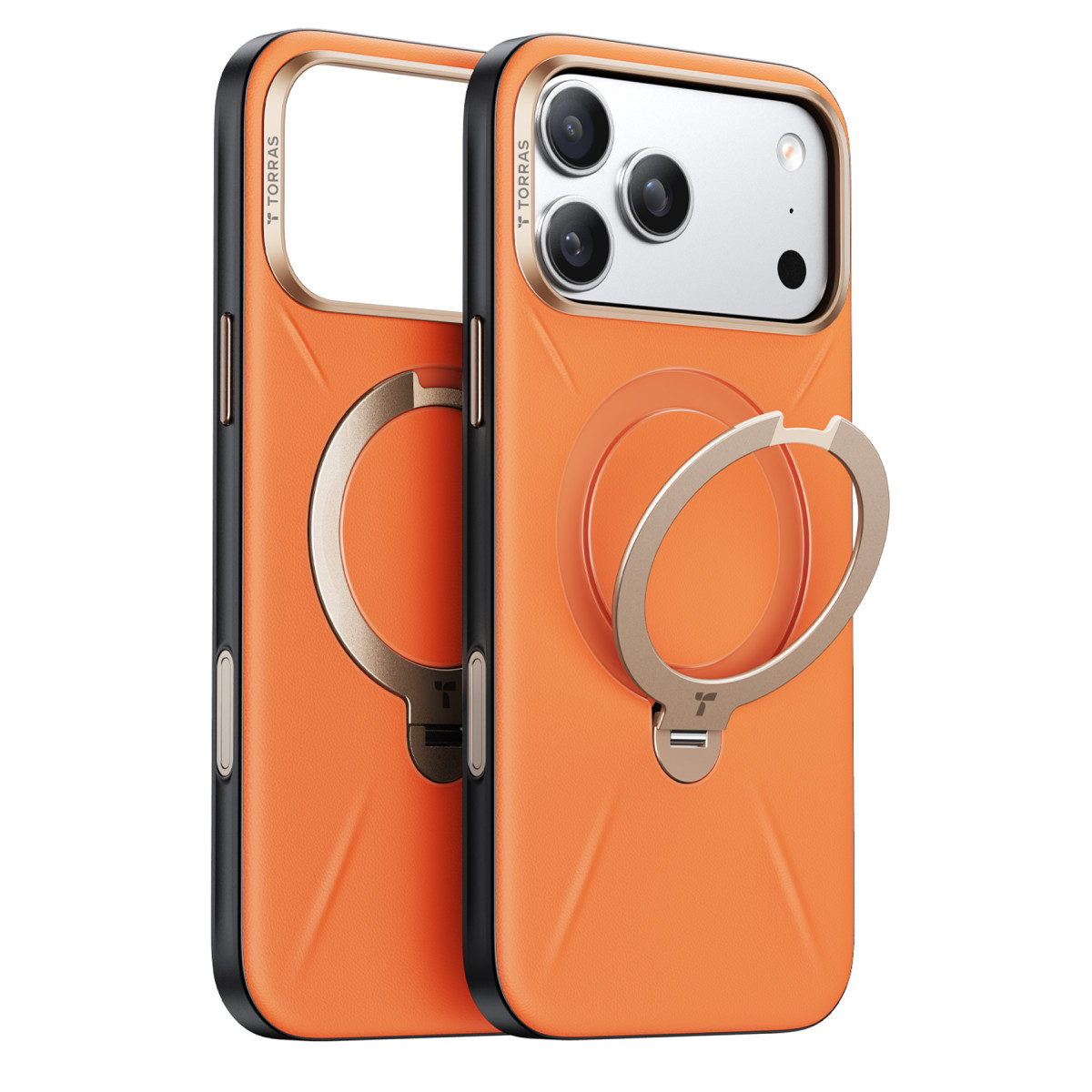 Torras Apple iPhone 17 Pro Max O Stand Spin VegSkin Serisi Magsafe Kılıf – Turuncu görseli 1