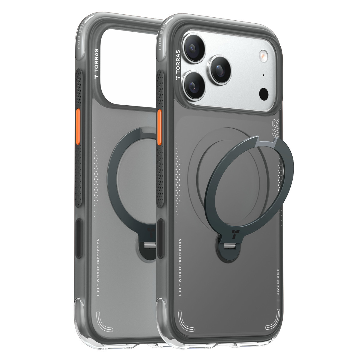 Torras Apple iPhone 17 Pro O Stand Spin Air Serisi Magsafe Kılıf – Siyah görseli 1
