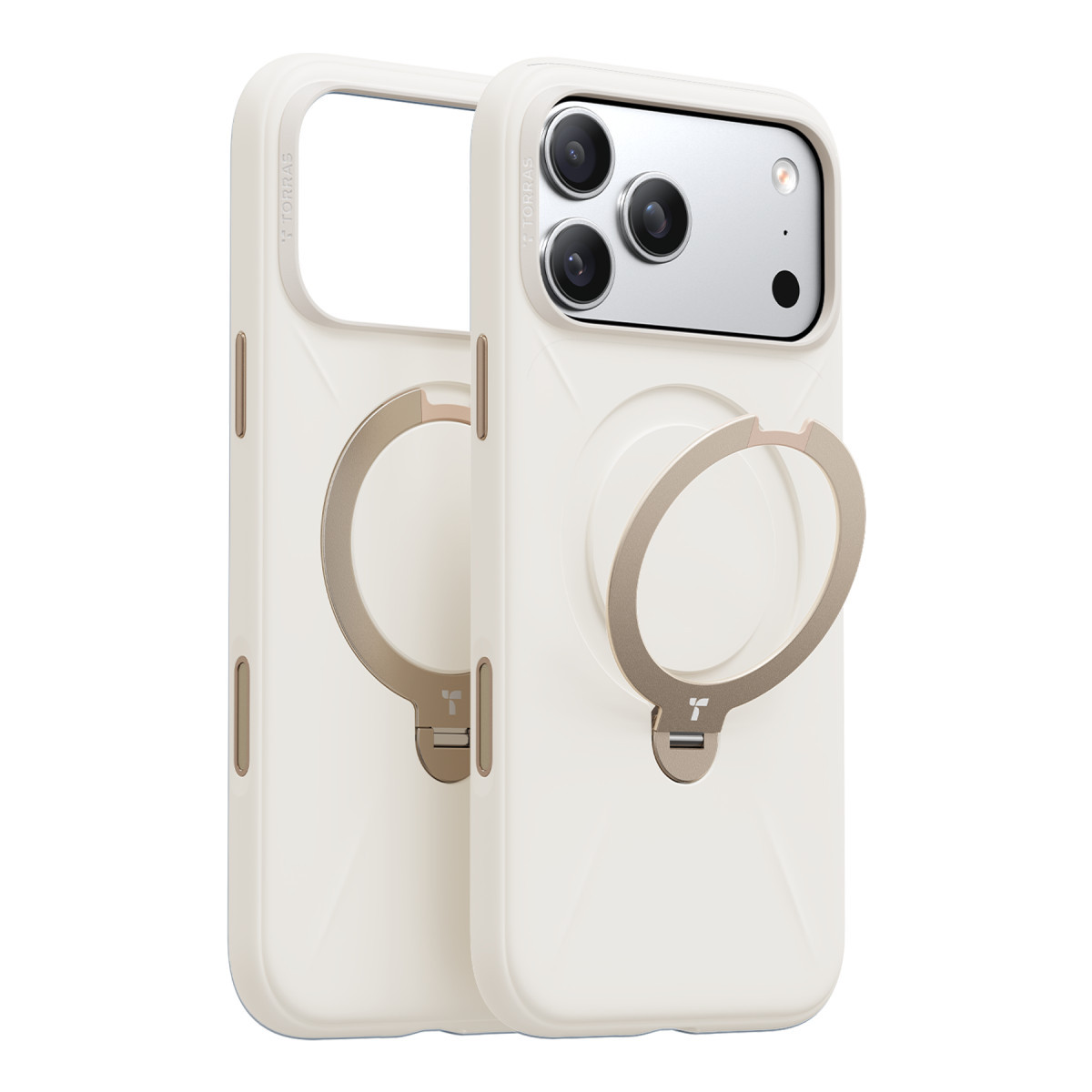 Torras Apple iPhone 17 Pro O Stand Spin Silicone Serisi Magsafe Kılıf – Beyaz görseli 1