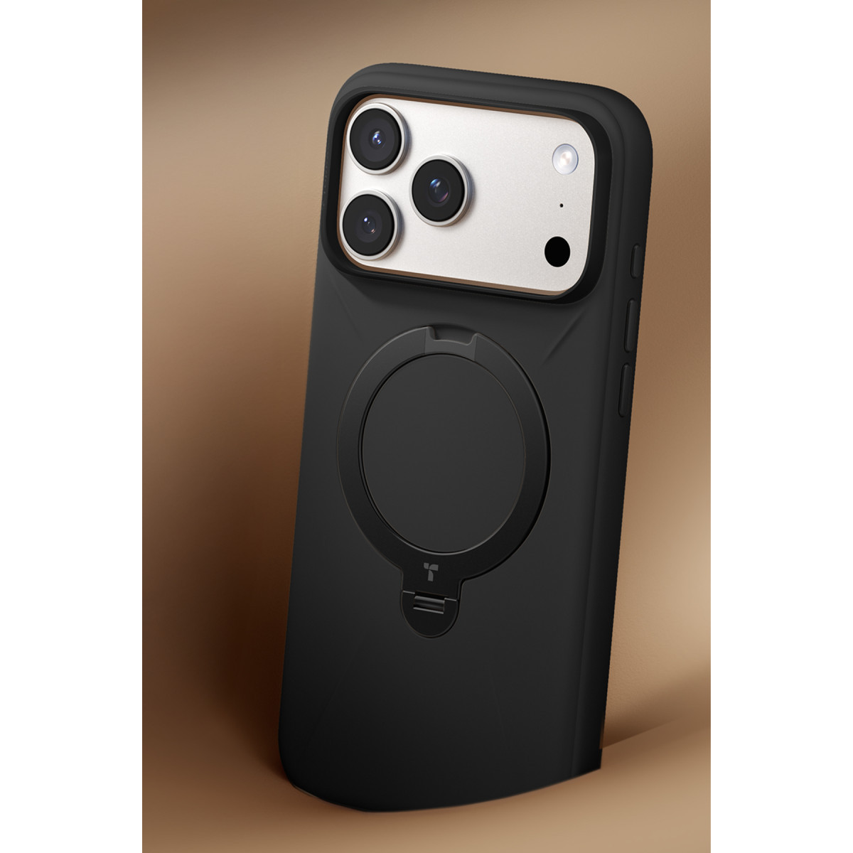 Torras Apple iPhone 17 Pro O Stand Spin Silicone Serisi Magsafe Kılıf – Siyah görseli 3