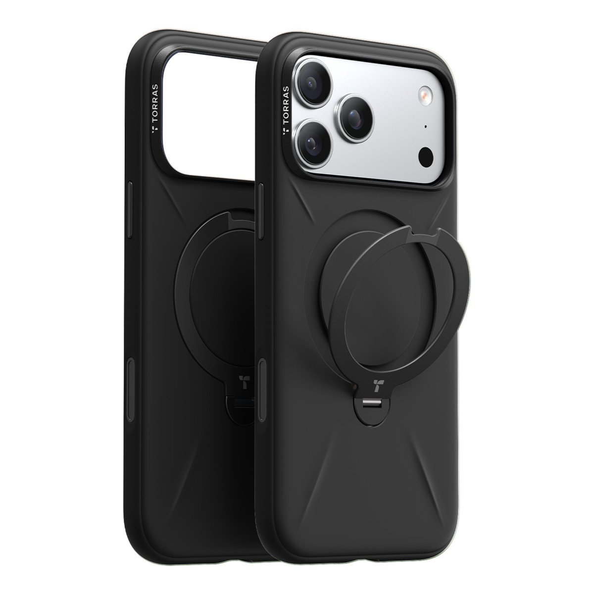 Torras Apple iPhone 17 Pro O Stand Spin Silicone Serisi Magsafe Kılıf – Siyah görseli 1