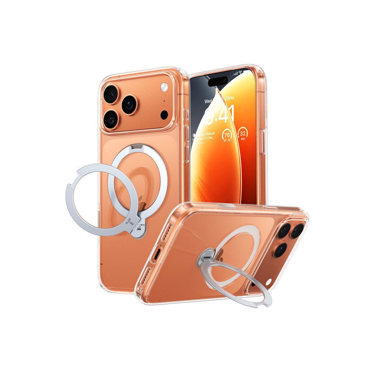 Torras Apple iPhone 17 Pro O Stand Spin Serisi Magsafe Kılıf – Şeffaf görseli 2
