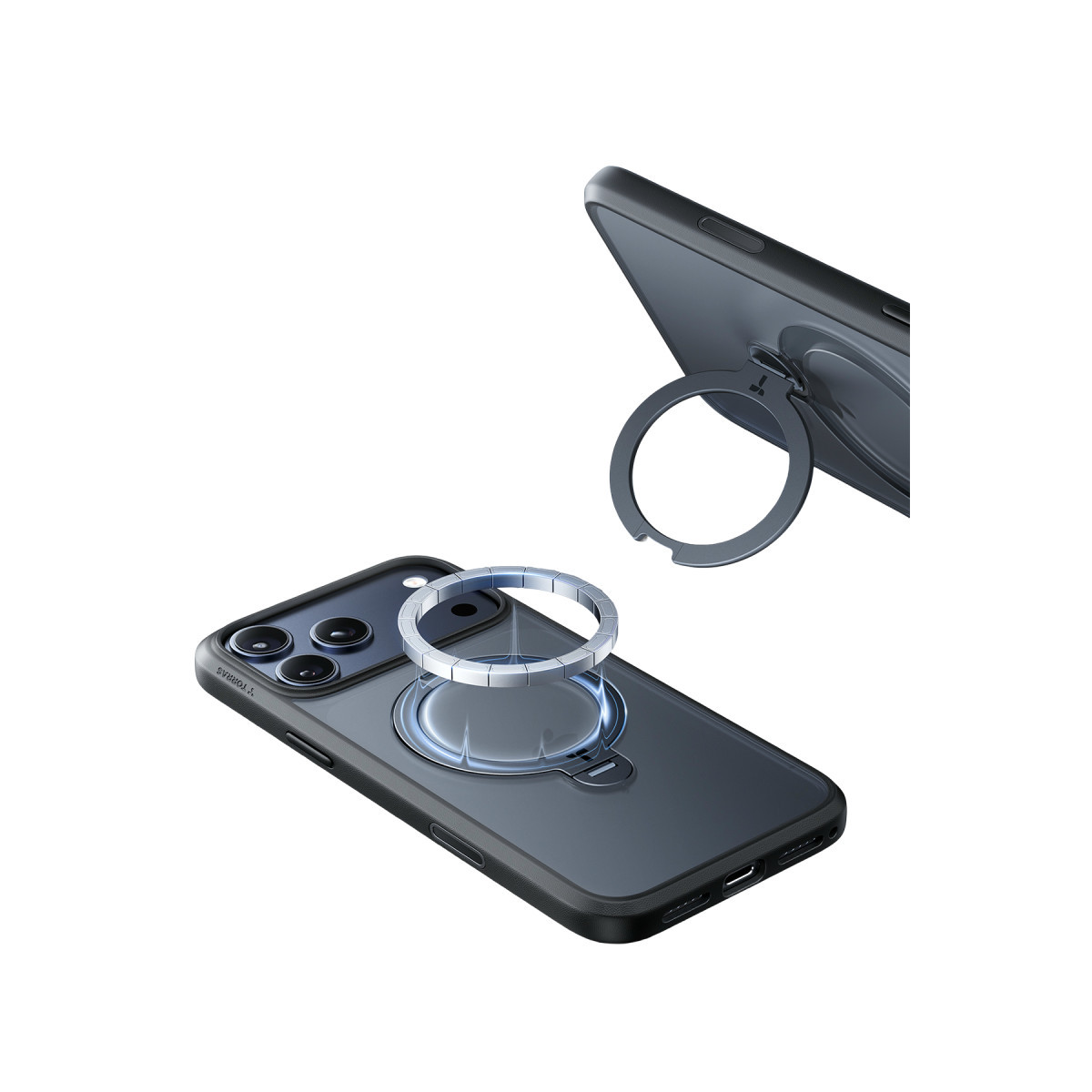 Torras Apple iPhone 17 Pro O Stand Spin Serisi Magsafe Kılıf – Siyah görseli 3