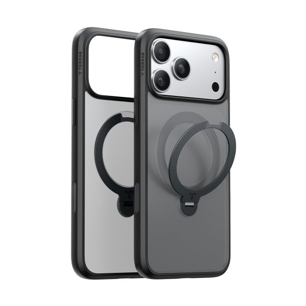 Torras Apple iPhone 17 Pro O Stand Spin Serisi Magsafe Kılıf - Siyah