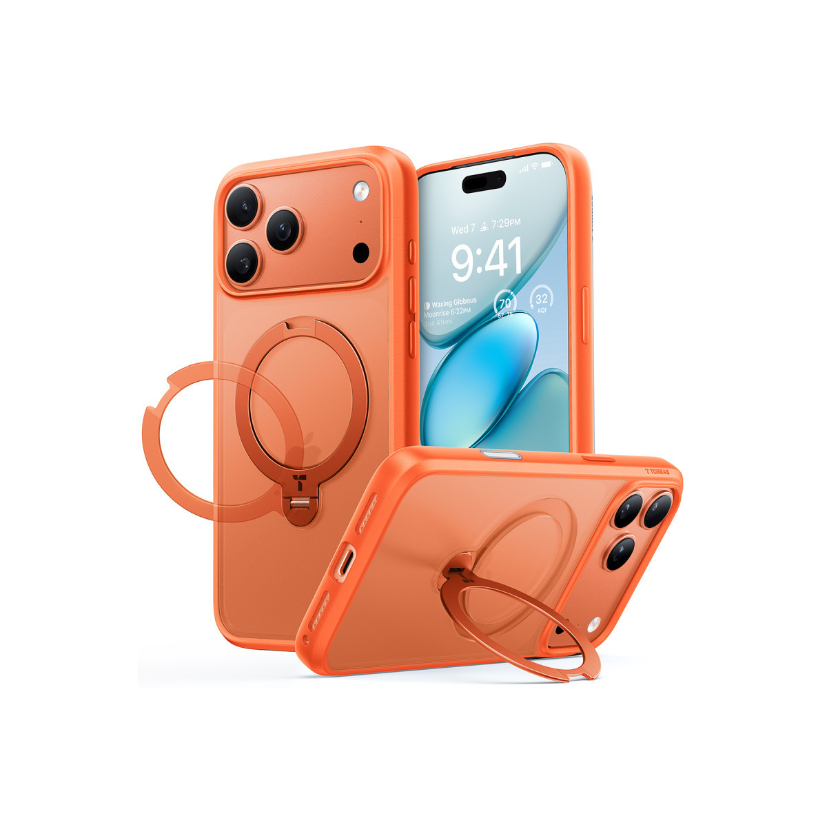 Torras Apple iPhone 17 Pro O Stand Spin Serisi Magsafe Kılıf – Turuncu görseli 2