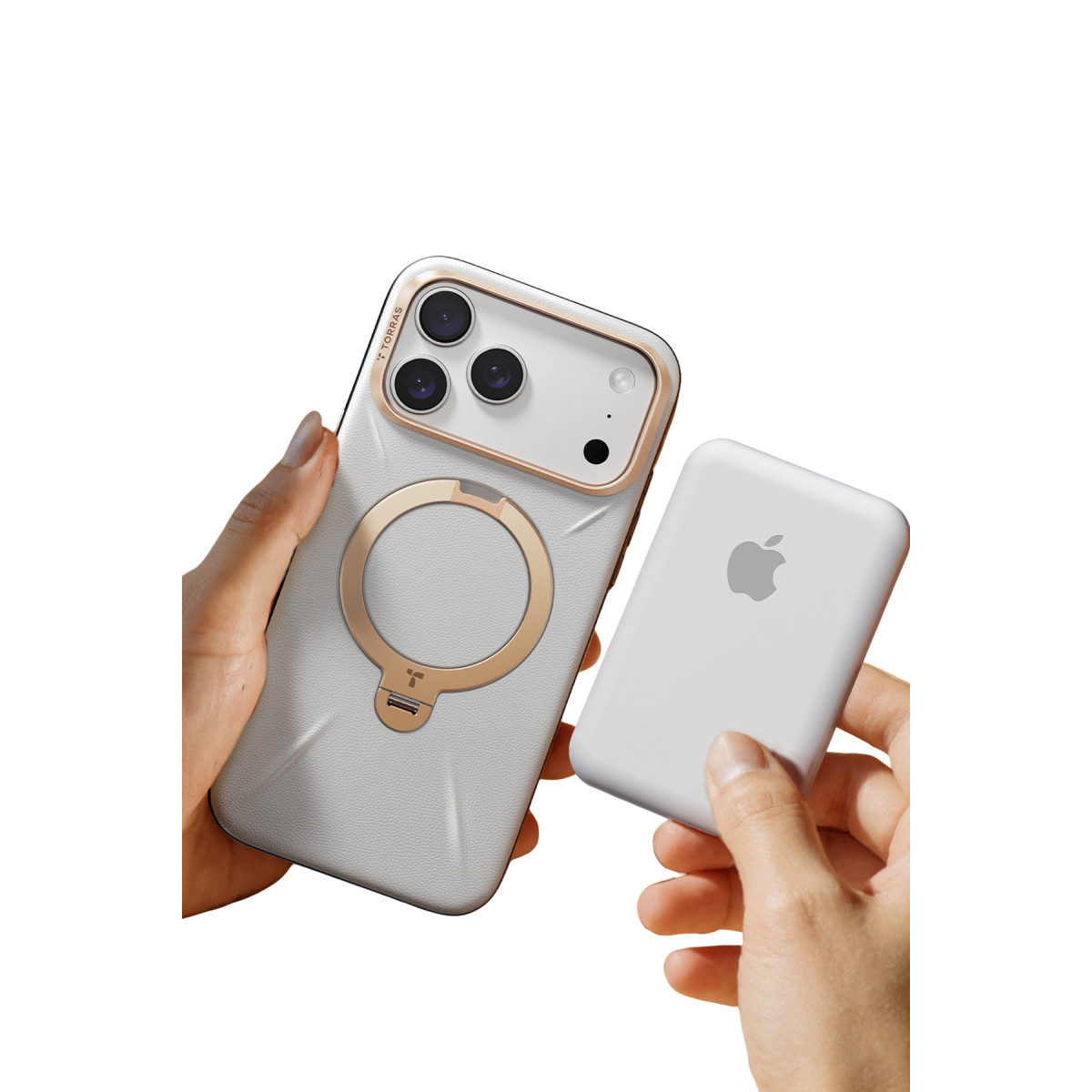 Torras Apple iPhone 17 Pro O Stand Spin VegSkin Serisi Magsafe Kılıf – Gri görseli 4