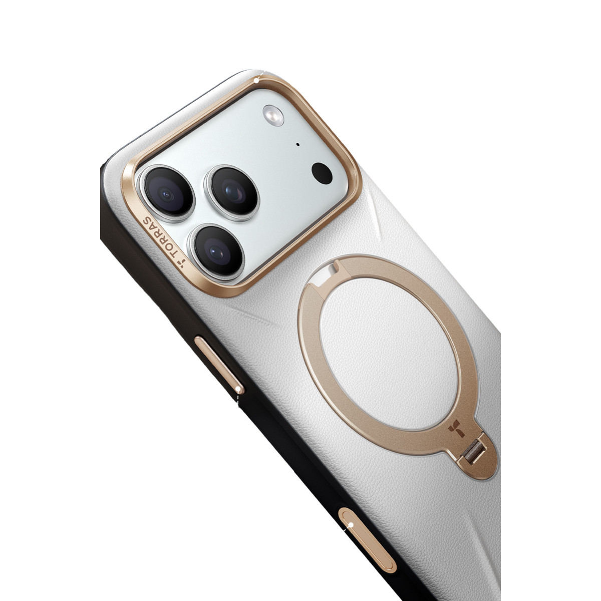 Torras Apple iPhone 17 Pro O Stand Spin VegSkin Serisi Magsafe Kılıf – Gri görseli 5
