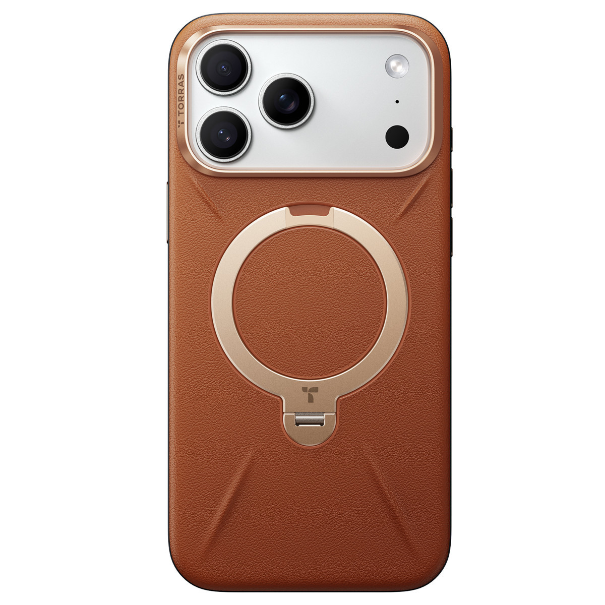 Torras Apple iPhone 17 Pro O Stand Spin VegSkin Serisi Magsafe Kılıf – Kahverengi görseli 2
