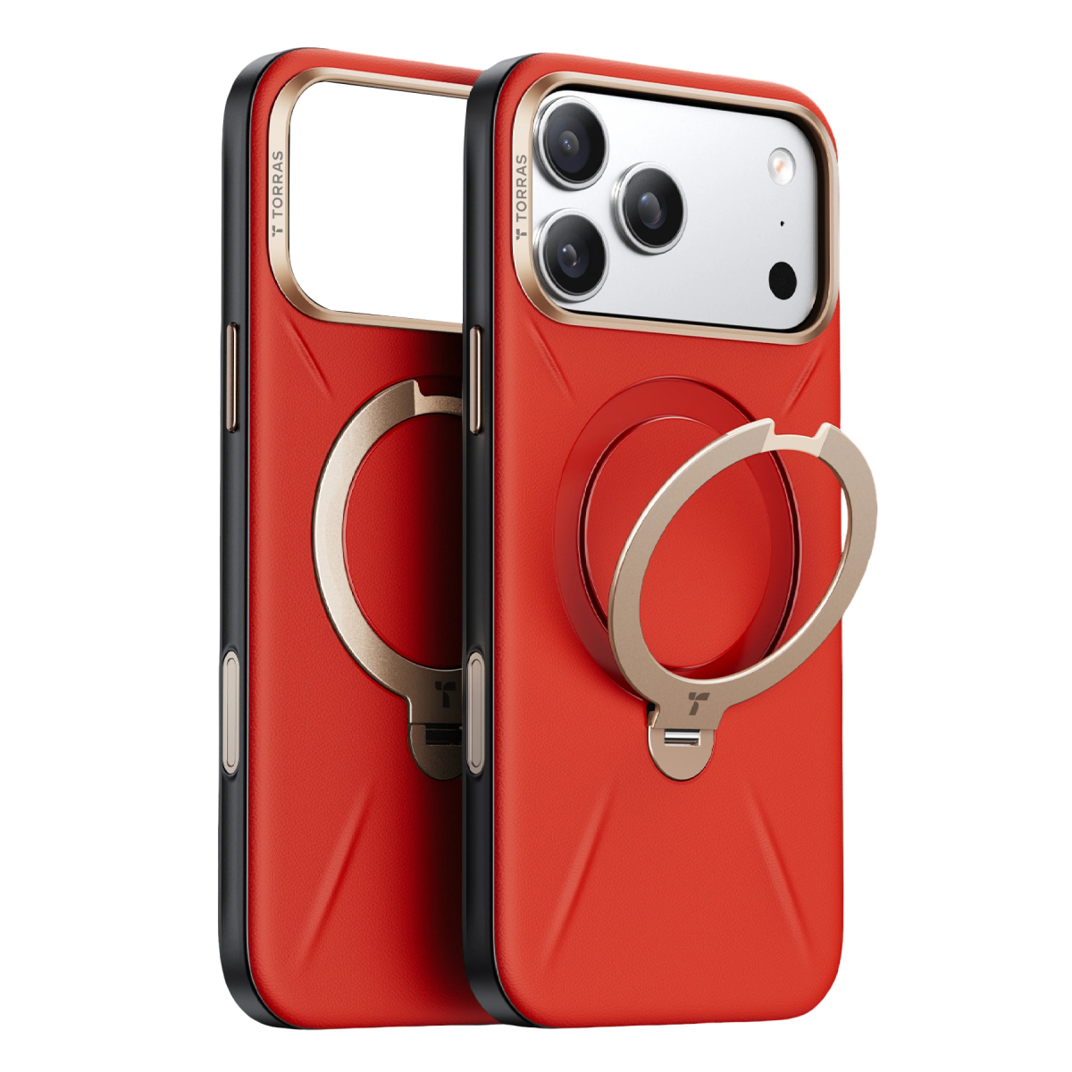 Torras Apple iPhone 17 Pro O Stand Spin VegSkin Serisi Magsafe Kılıf – Kırmızı görseli 1