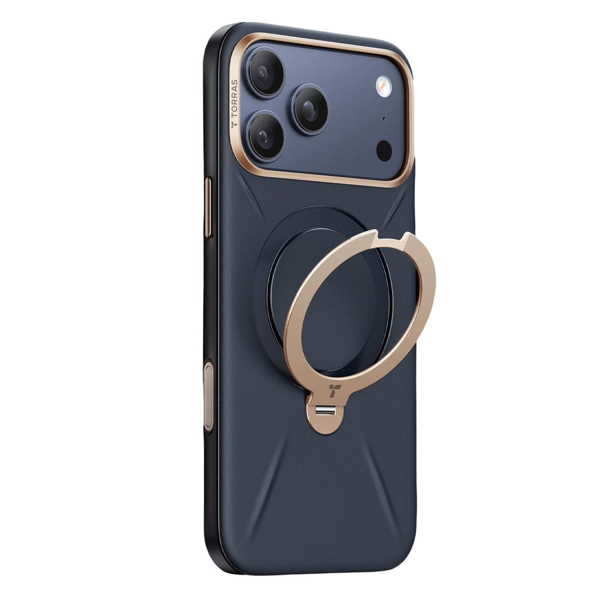Torras Apple iPhone 17 Pro O Stand Spin VegSkin Serisi Magsafe Kılıf – Lacivert görseli 2