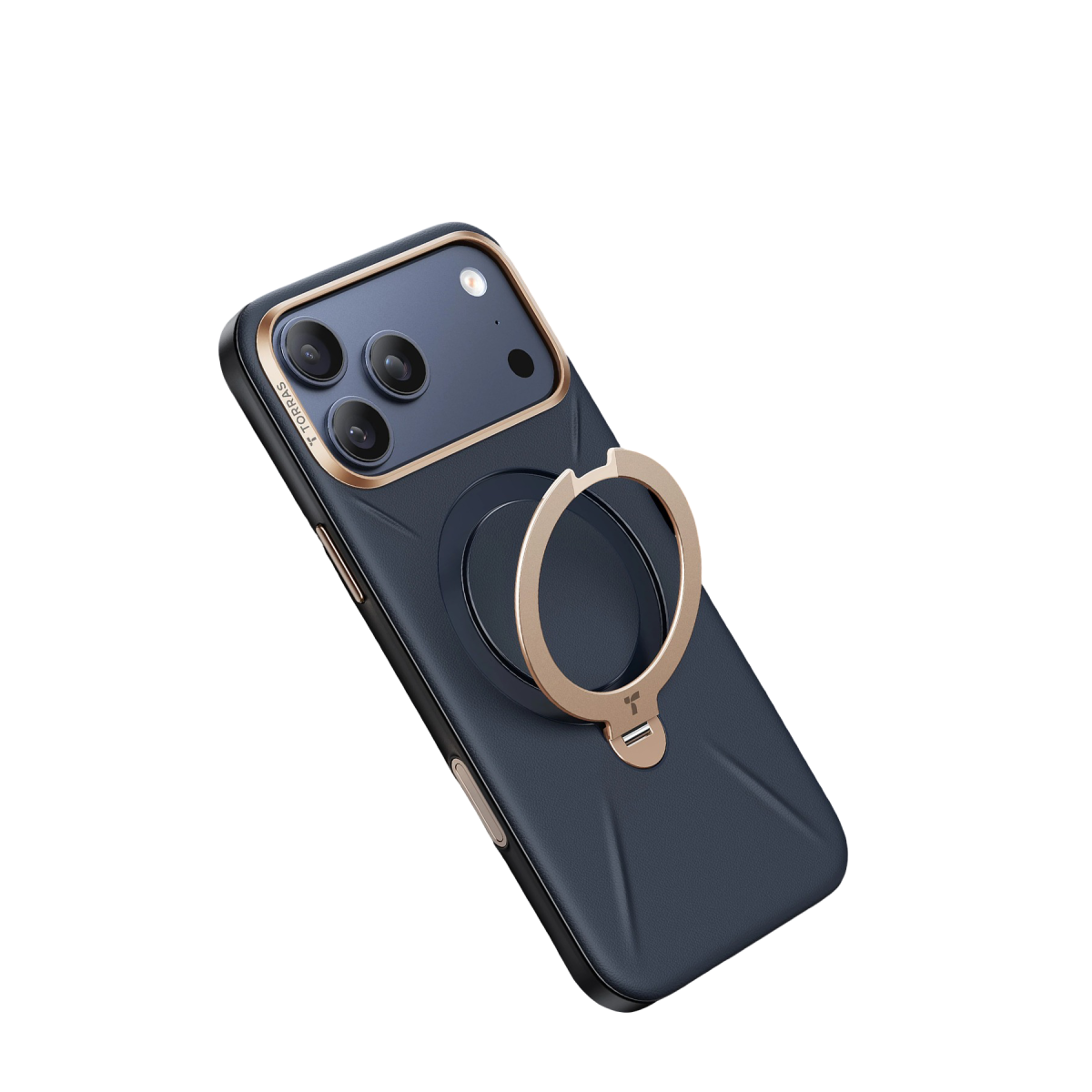 Torras Apple iPhone 17 Pro O Stand Spin VegSkin Serisi Magsafe Kılıf – Lacivert görseli 3