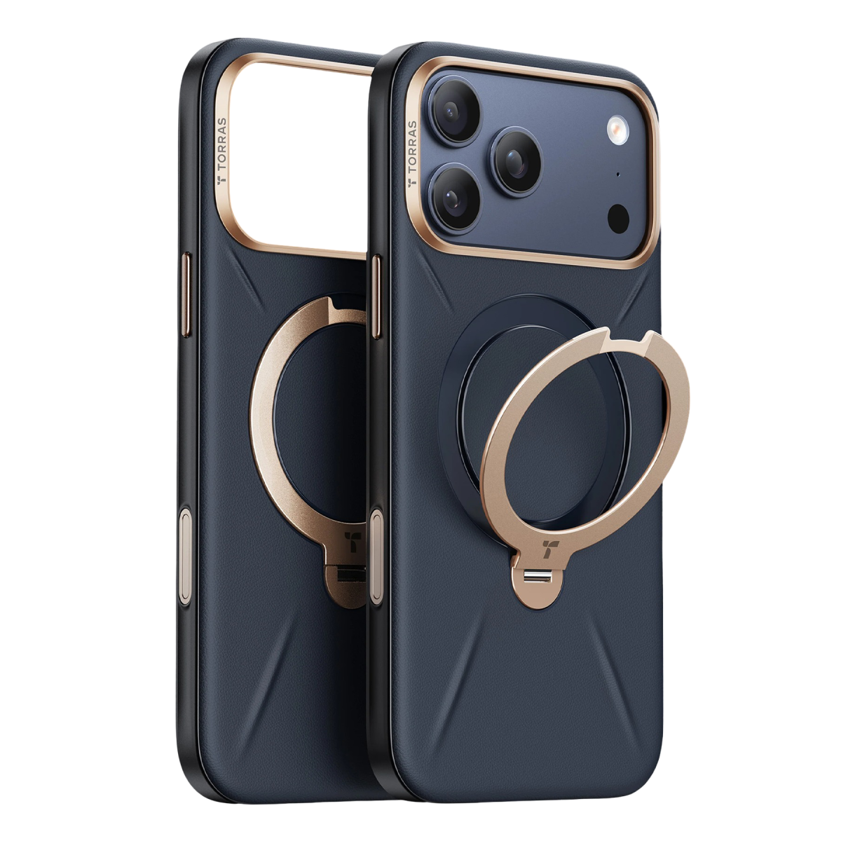 Torras Apple iPhone 17 Pro O Stand Spin VegSkin Serisi Magsafe Kılıf – Lacivert görseli 1