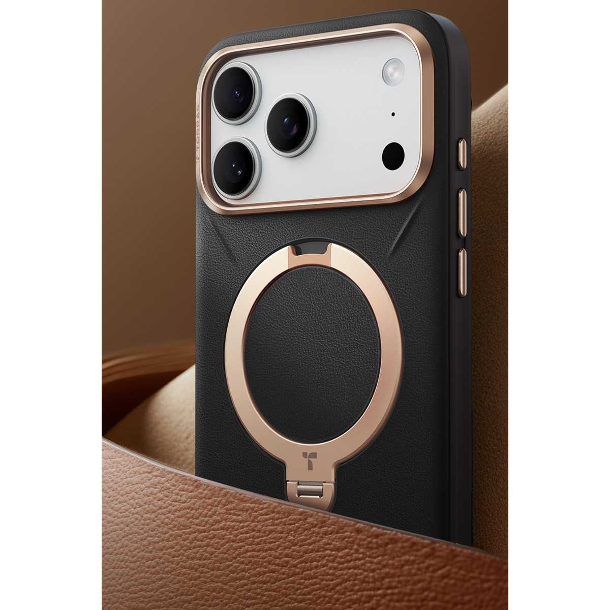 Torras Apple iPhone 17 Pro O Stand Spin VegSkin Serisi Magsafe Kılıf – Siyah görseli 3