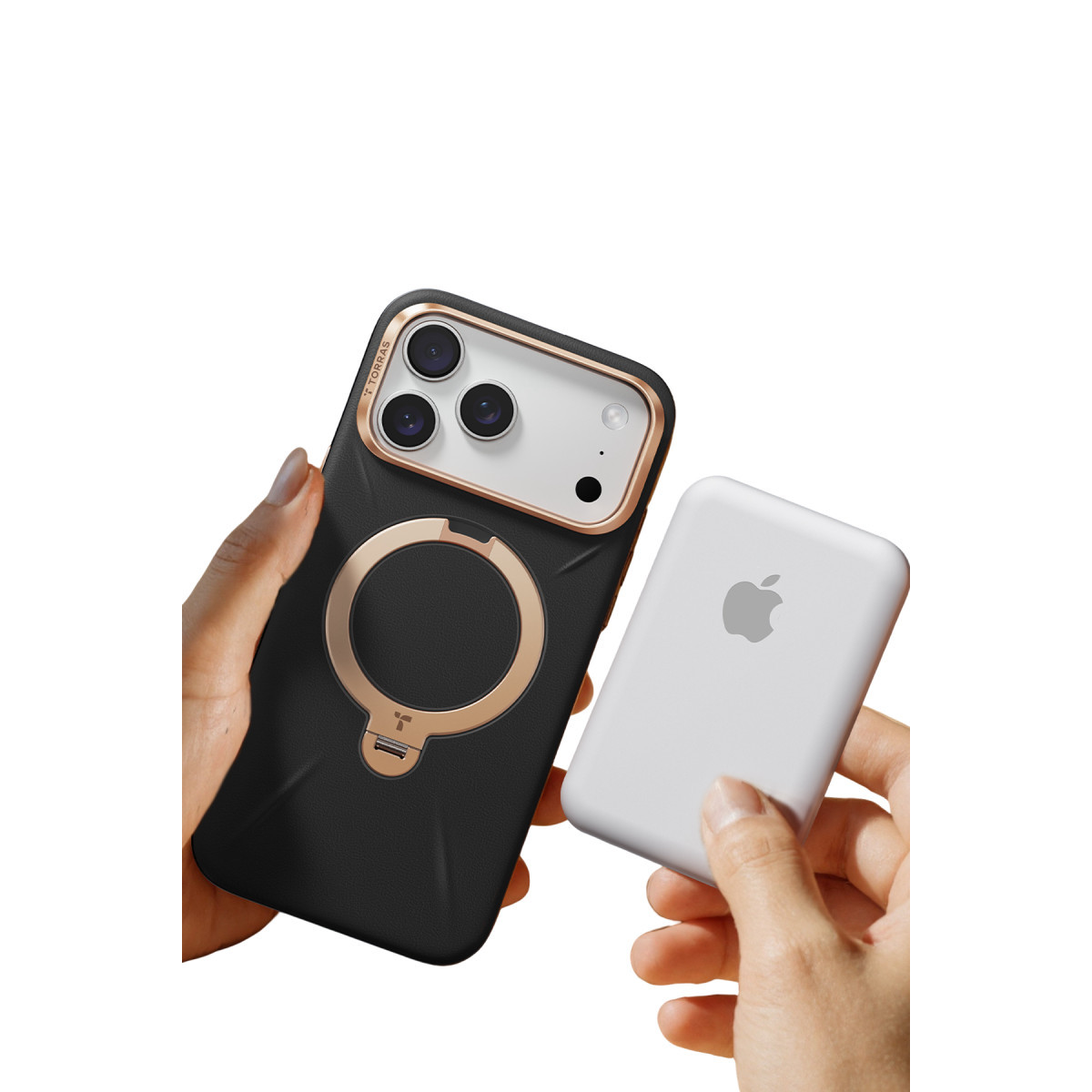 Torras Apple iPhone 17 Pro O Stand Spin VegSkin Serisi Magsafe Kılıf – Siyah görseli 4