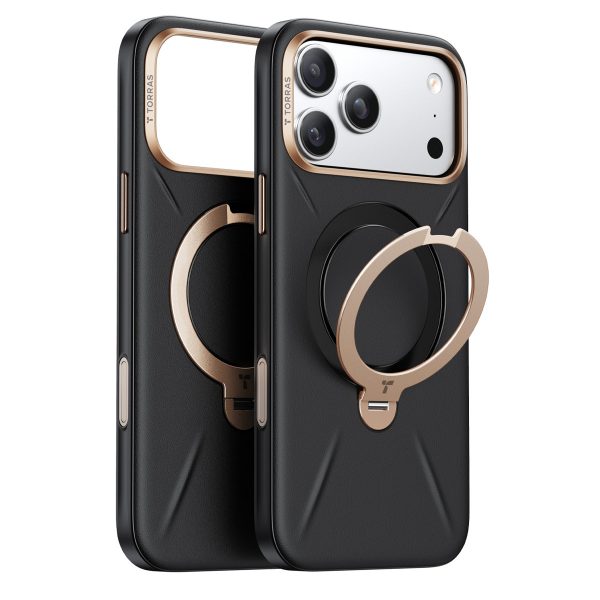 Torras Apple iPhone 17 Pro O Stand Spin VegSkin Serisi Magsafe Kılıf - Siyah