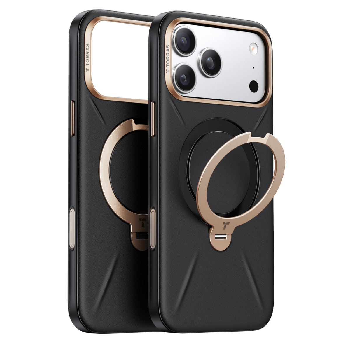 Torras Apple iPhone 17 Pro O Stand Spin VegSkin Serisi Magsafe Kılıf – Siyah görseli 1
