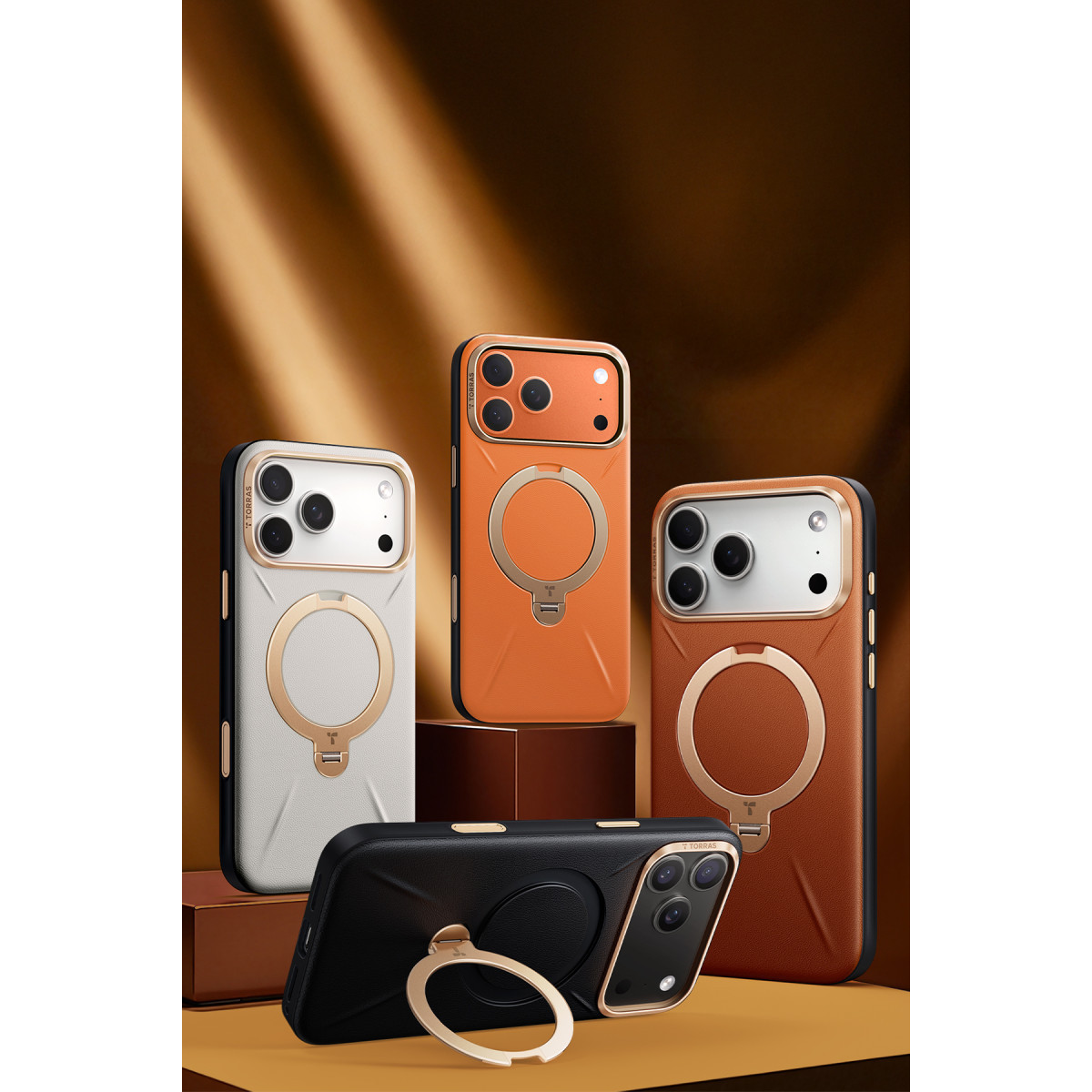 Torras Apple iPhone 17 Pro O Stand Spin VegSkin Serisi Magsafe Kılıf – Turuncu görseli 6