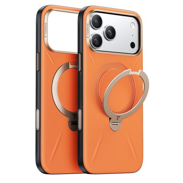 Torras Apple iPhone 17 Pro O Stand Spin VegSkin Serisi Magsafe Kılıf - Turuncu