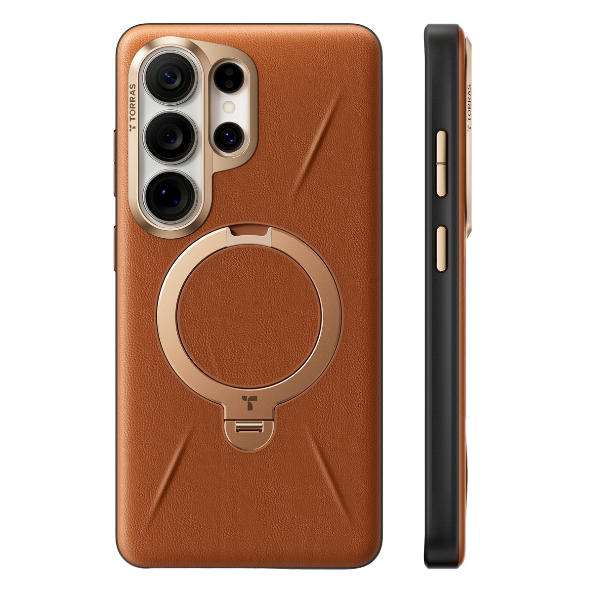 Torras Samsung Galaxy S26 Ultra O Stand Spin VegSkin Serisi Magsafe Kılıf – Kahverengi görseli 1