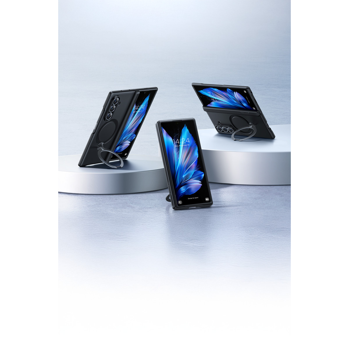 Torras Samsung Galaxy Z Fold 7 2 Adet Ekran Koruyuculu O Stand Spin Serisi Magsafe Kılıf – Siyah görseli 6