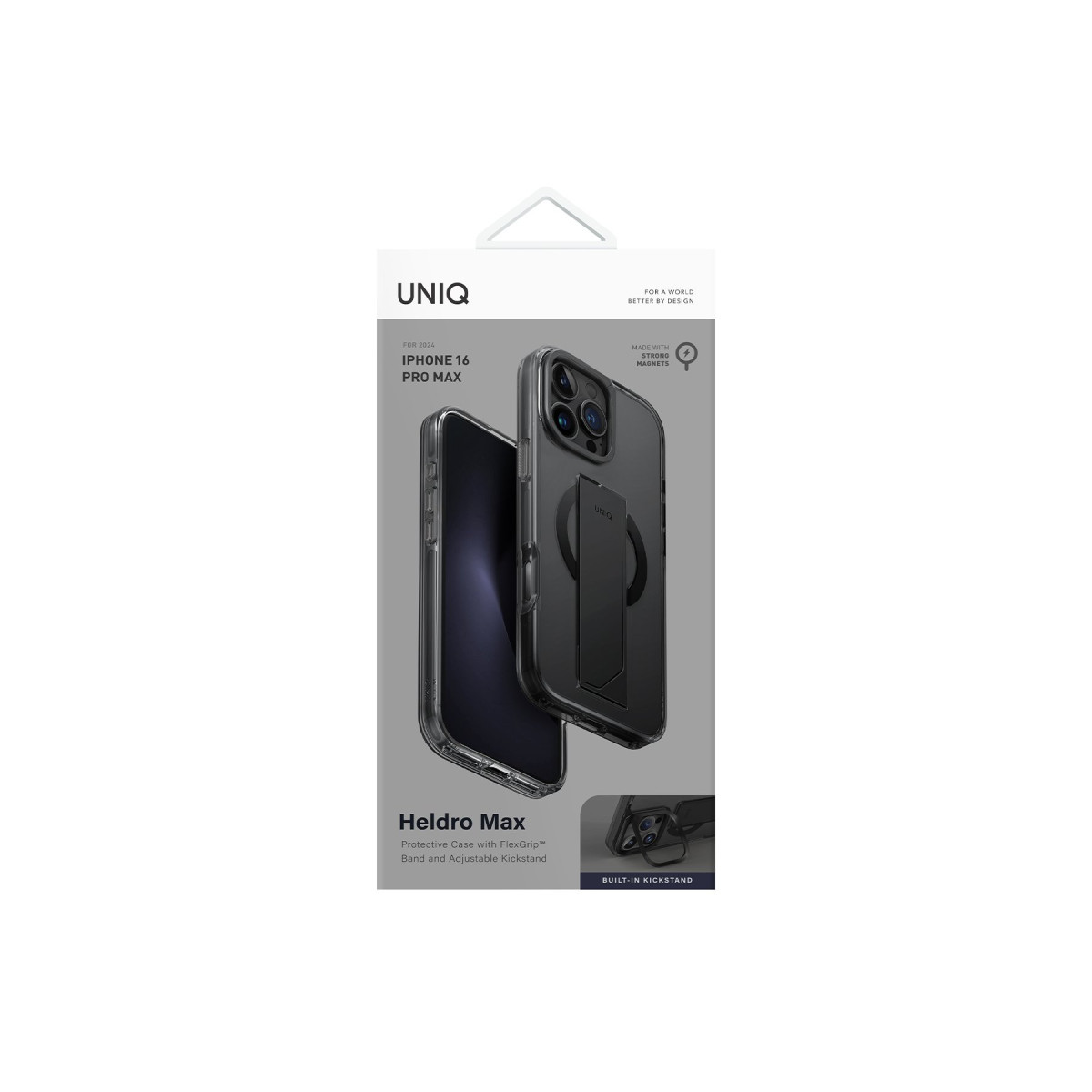 Uniq Apple iPhone 16 Pro Heldro Max Magsafe Standlı Kapak – Siyah görseli 4