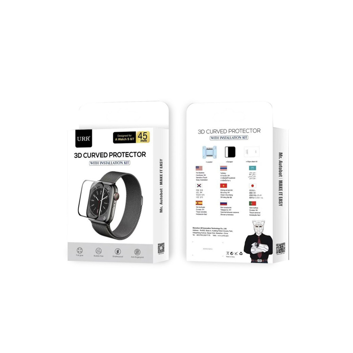 URR Apple Watch 44mm 2in1 PMMA Nano Ekran Koruyucu – Siyah görseli 4