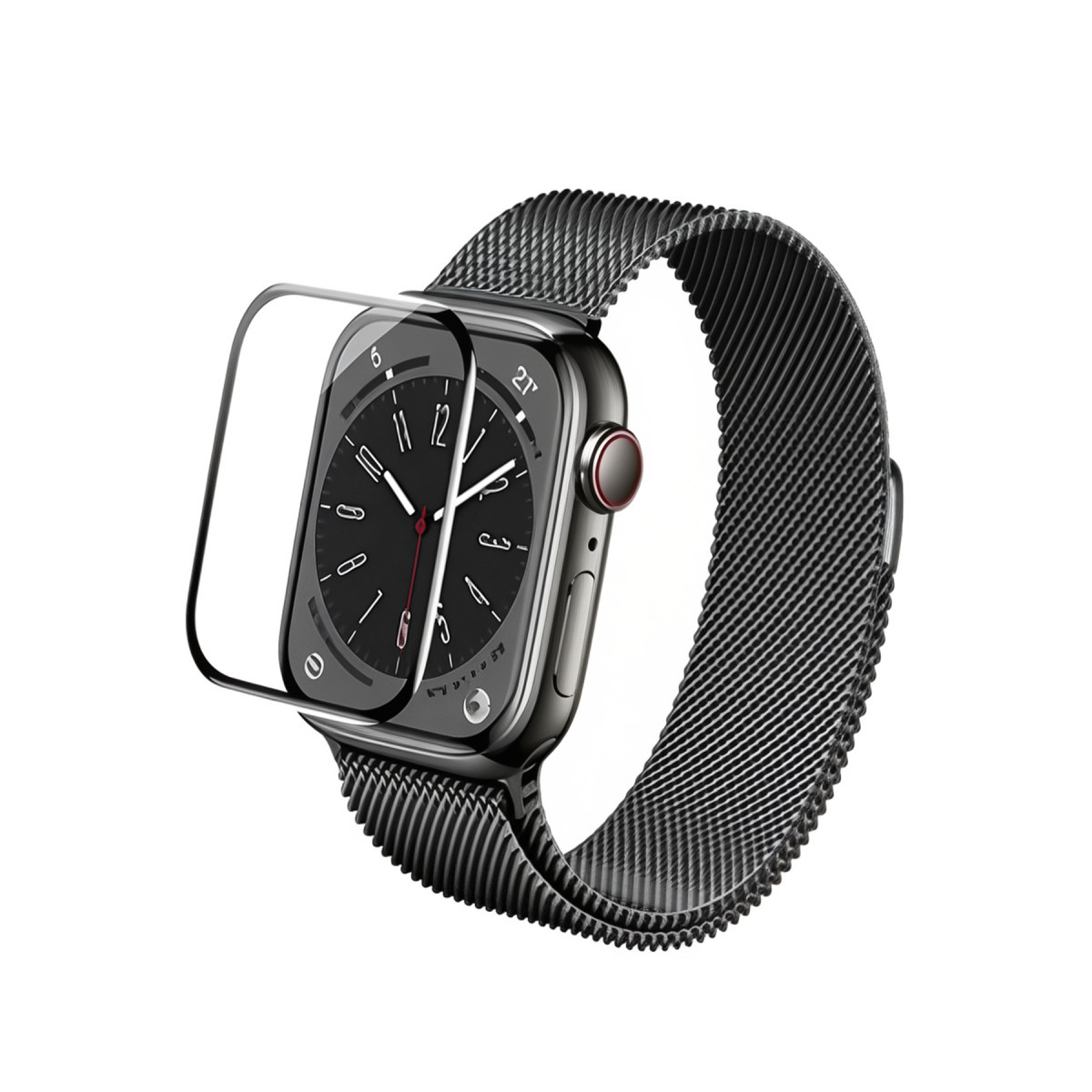URR Apple Watch 46mm 2in1 PMMA Nano Ekran Koruyucu – Siyah görseli 1