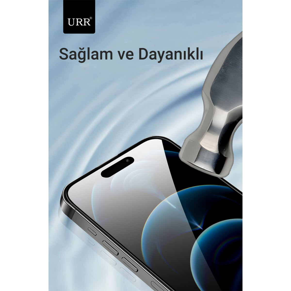 URR Apple iPhone 15 Pro 2.5D Antistatik Silkscreen Cam Ekran Koruyucu – Siyah görseli 2