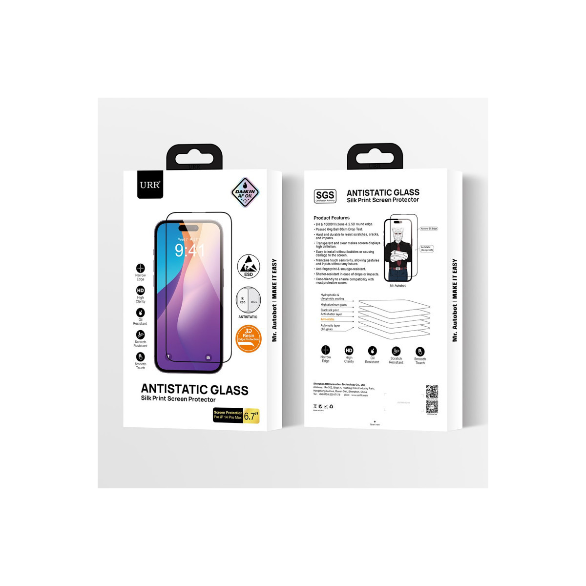 URR Apple iPhone 15 Pro 2.5D Antistatik Silkscreen Cam Ekran Koruyucu – Siyah görseli 5