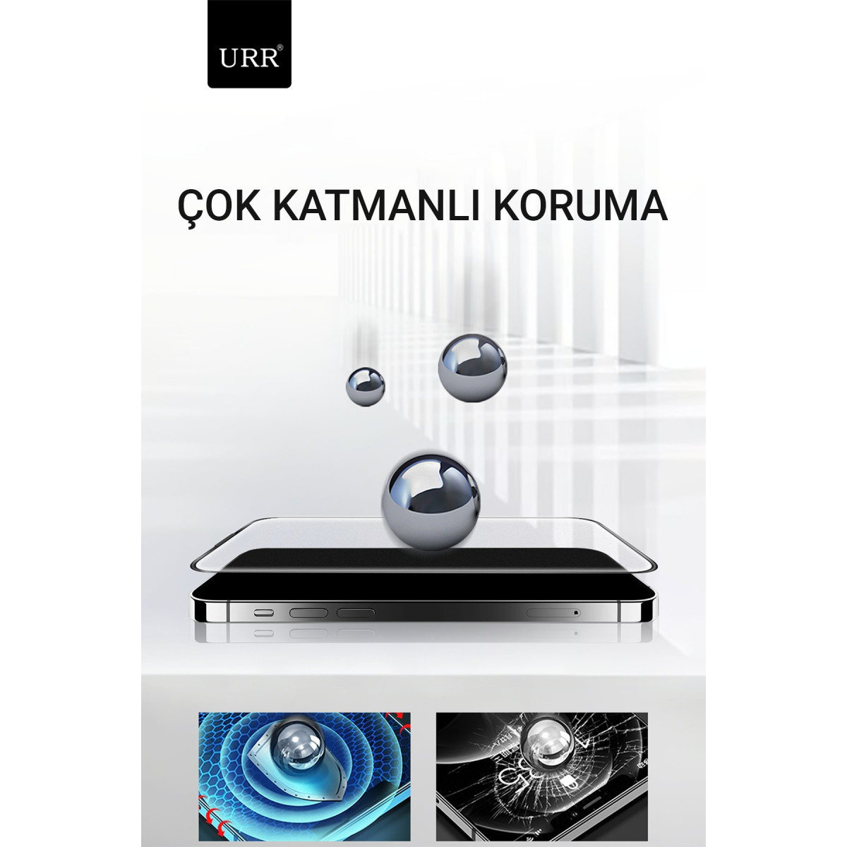 URR Apple iPhone 15 Pro Max 3D Matte Antiglare Resin Edge Cam Ekran Koruyucu – Siyah görseli 6
