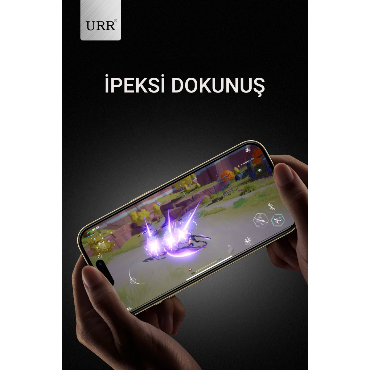 URR Apple iPhone 15 Pro Max 3D Matte Antiglare Resin Edge Cam Ekran Koruyucu – Siyah görseli 7