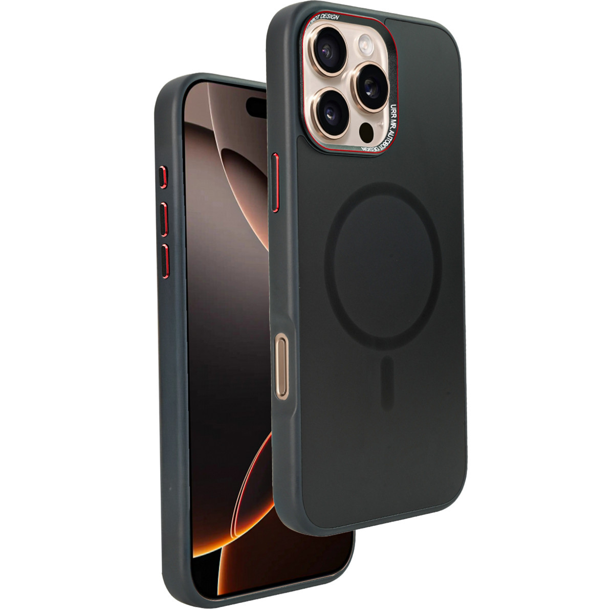 URR Apple iPhone 16 Pro Matte Pure Glass Magsafe Kapak – Siyah görseli 1