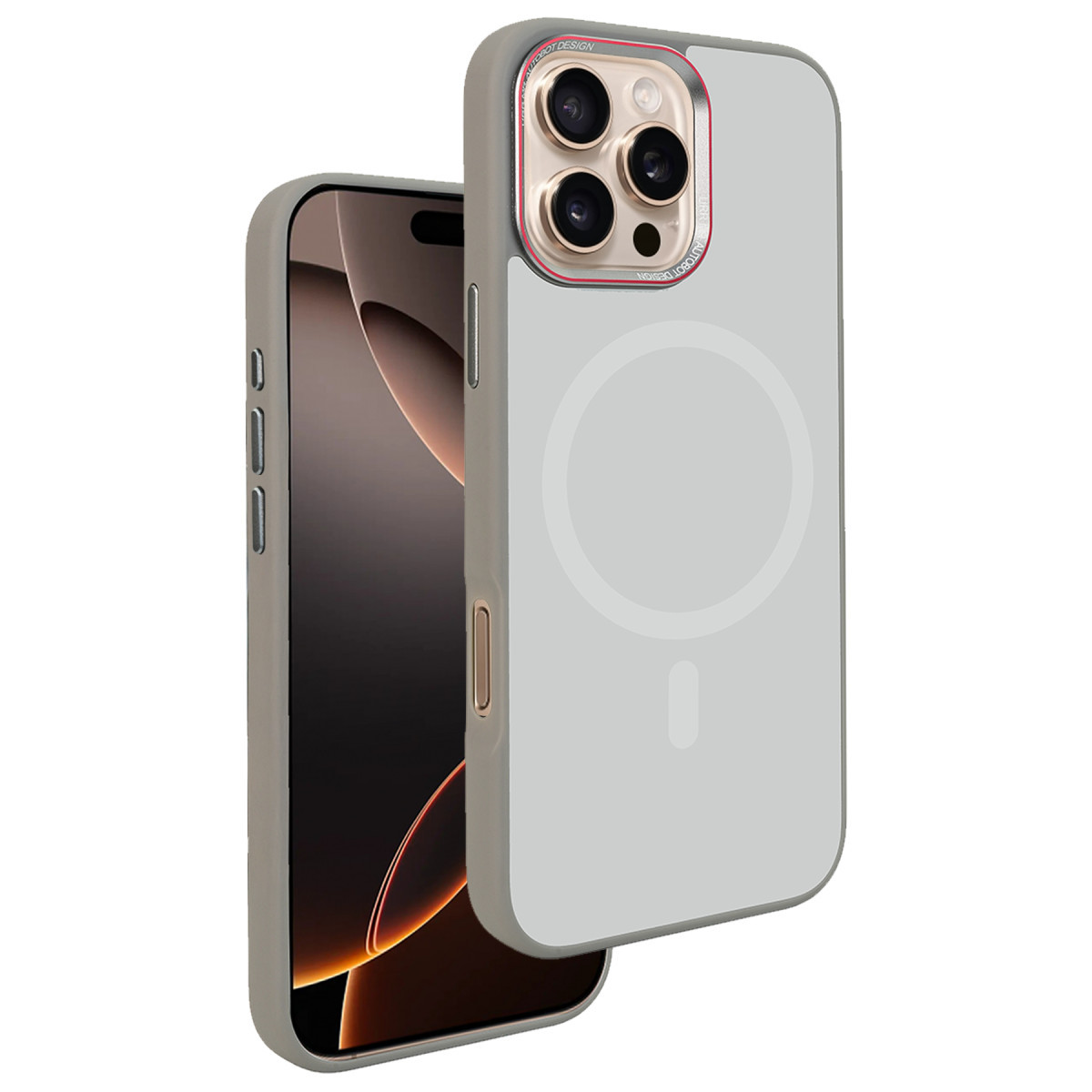 URR Apple iPhone 16 Pro Matte Pure Glass Magsafe Kapak – Titan Gri görseli 1