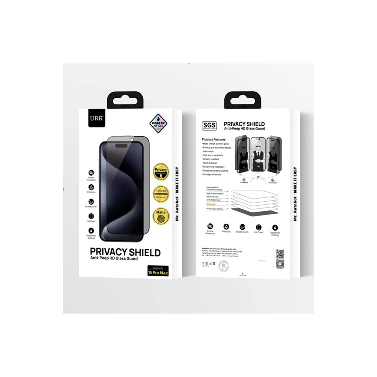 URR Apple iPhone 16 Pro Max Matte Privacy Cam Ekran Koruyucu – Siyah görseli 3