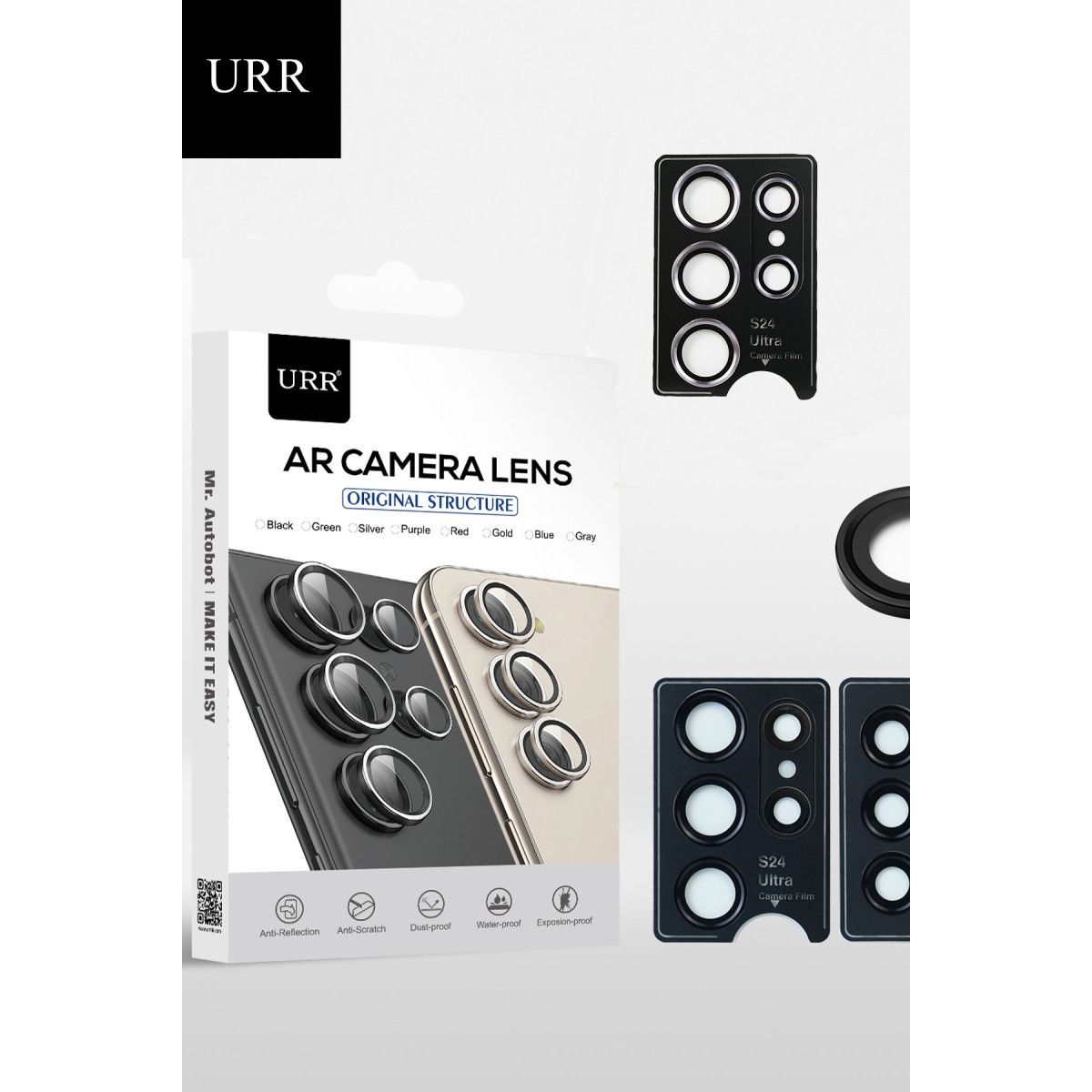 URR Samsung Galaxy S24 Ultra AR Kamera Lens Koruyucu – Siyah görseli 2