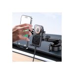 Yesido C307 Yapışkanlı 360 Derece Ayarlanabilir Cam Yüzeyli 15W Kablosuz Şarjlı Magsafe Araç Tutucu - Siyah - Görsel 3