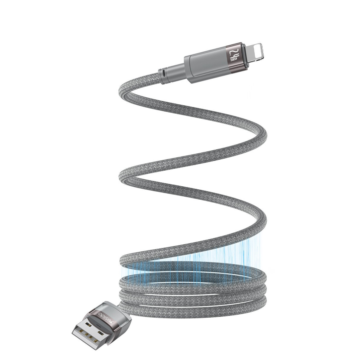 Yesido CA174 1M 27W USB to Lightning Manyetik Katlanma Özellikli PD Hızlı Şarj Kablosu – Gri görseli 1
