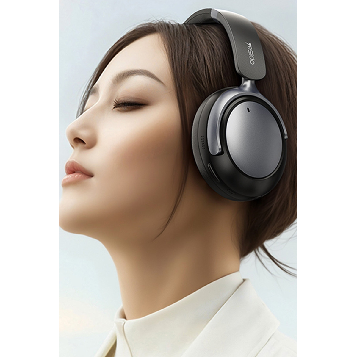 Yesido EP07 BT 5.3 Hibrit Aktif Gürültü Engelleyici Özellikli Kafaüstü Bluetooth Kulaklık – Siyah görseli 2