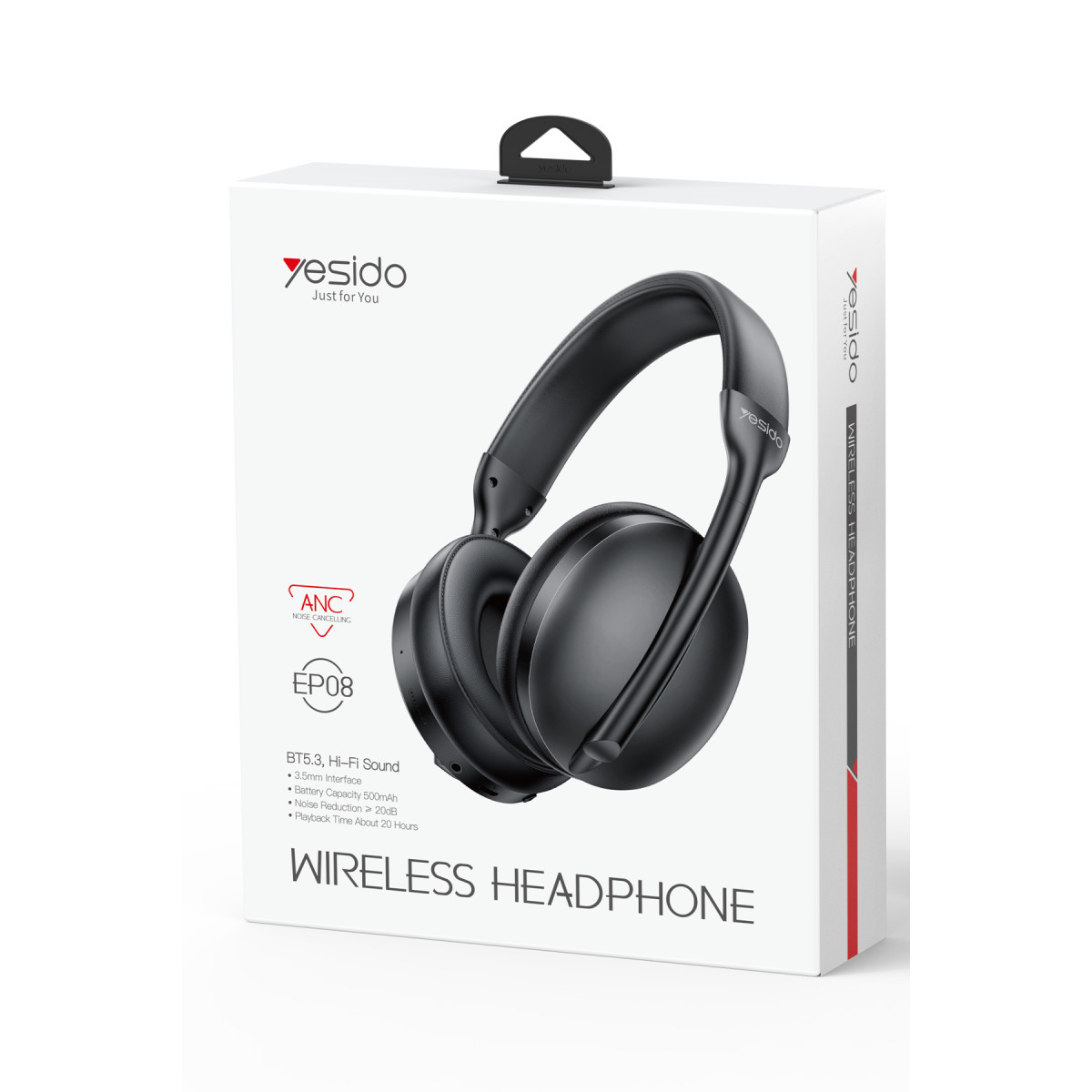 Yesido EP08 BT 5.3 Aktif Gürültü Engelleyici Özellikli Kafaüstü Bluetooth Kulaklık – Siyah görseli 4