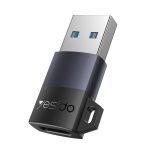 Yesido GS34 USB to Type-C 480 Mbps Data ve 18W Hızlı Şarj Destekli OTG Dönüştürücü - Siyah