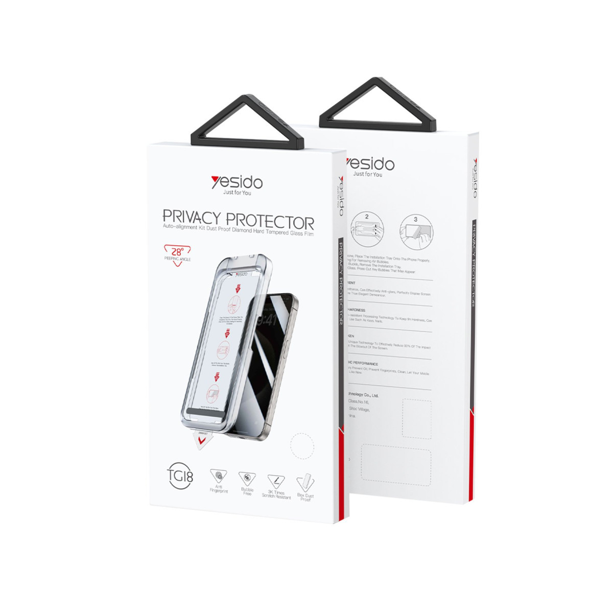 Yesido Apple iPhone 14 Pro Max TG18 AutoKit Hayalet Cam Ekran Koruyucu – Siyah görseli 2