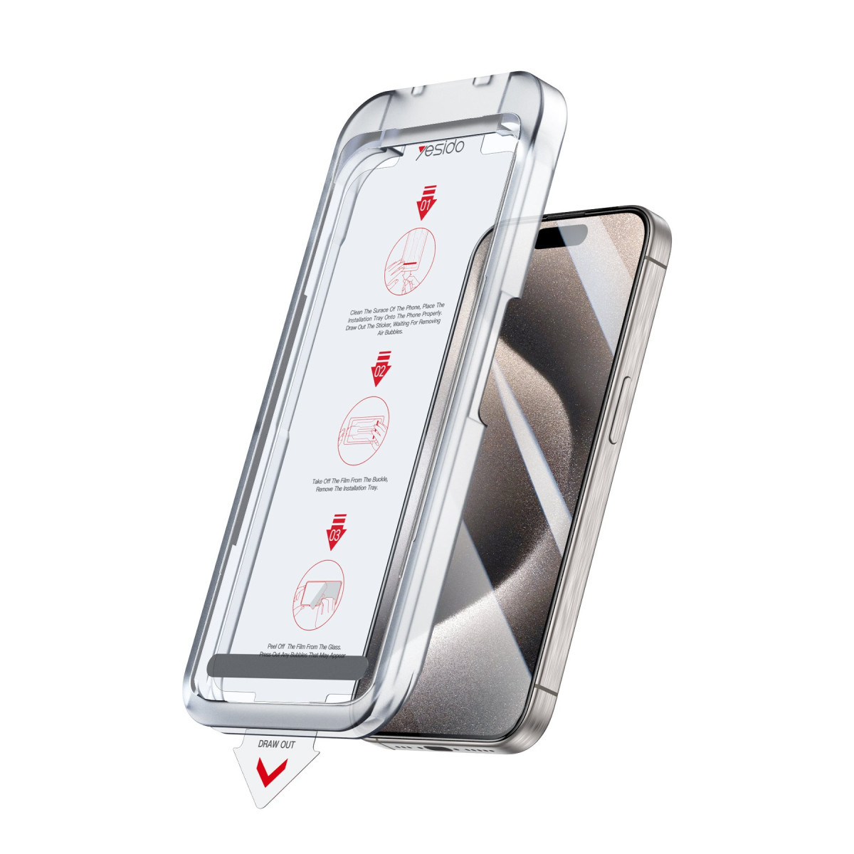 Yesido Apple iPhone 15 Plus TG17 AutoKit Cam Ekran Koruyucu – Siyah görseli 1