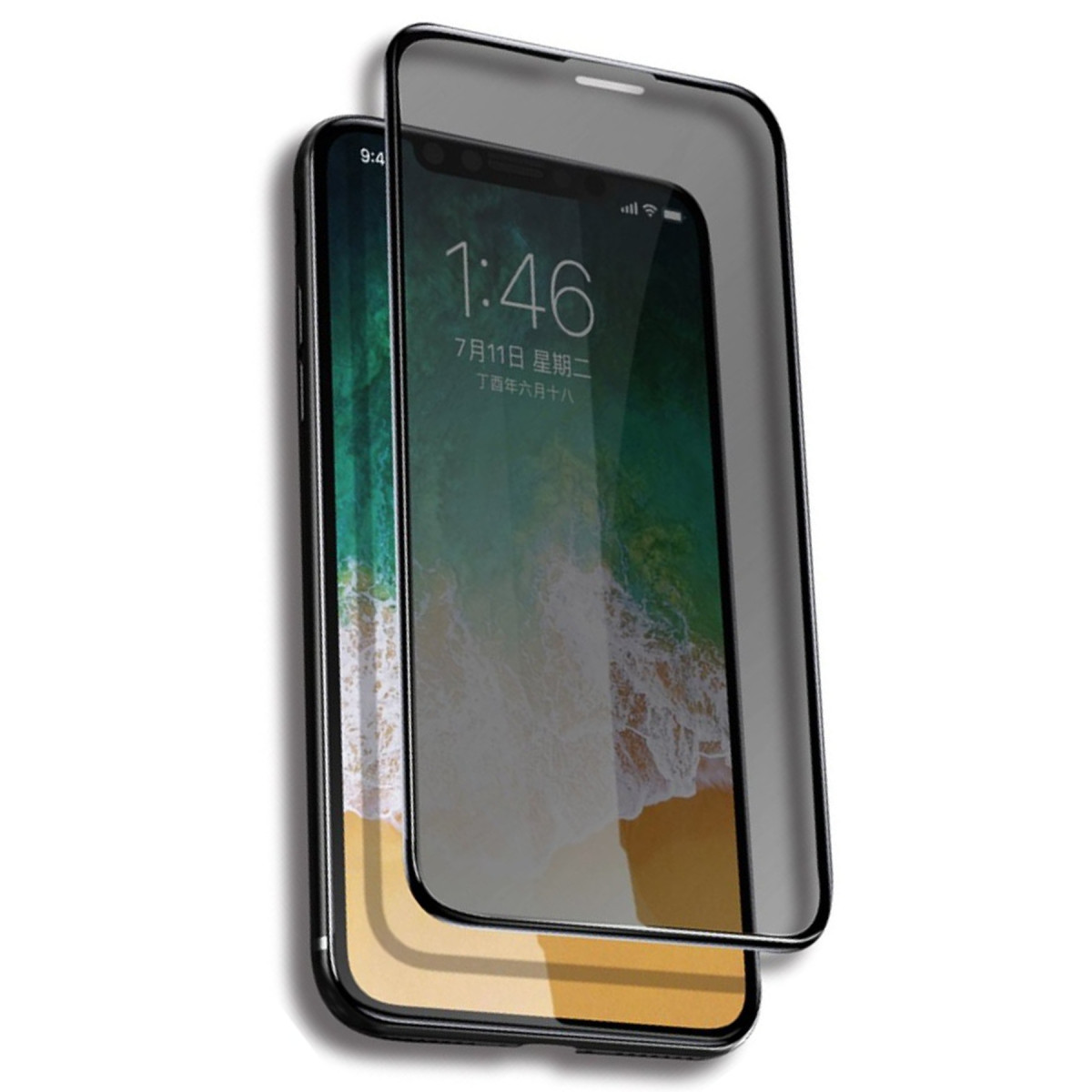Yesido Apple iPhone 16 Pro TG13 5D Hayalet Cam Ekran Koruyucu – Siyah görseli 1