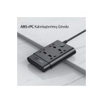 Yesido MC08 10in1 6 Adet Usb ve 4 Adet Priz Dönüştürücü 1.8M - Siyah - Görsel 9