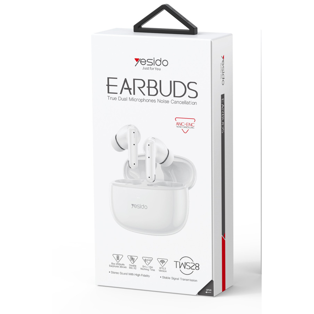 Yesido TWS28 Aktif Gürültü Engelleyici Özellikli BT 5.3 Kablosuz Airpods Kulaklık – Beyaz görseli 2