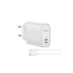 Yesido YC71 1 Adet 12W Type-C ve 1 Adet 12W Lightning Çıkışlı Ekstra 1M Type-C to Ligtning Kablolu PD Hızlı Şarj Cihazı - Beyaz - Görsel 2