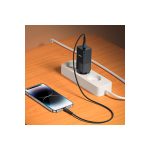 Yesido YC73 1 Adet 65W Type-C / 1 Adet 18W USB Çıkışlı Ekstra 1M Type-C to Type-C Kablolu GAN Hızlı Şarj Cihazı - Siyah - Görsel 2
