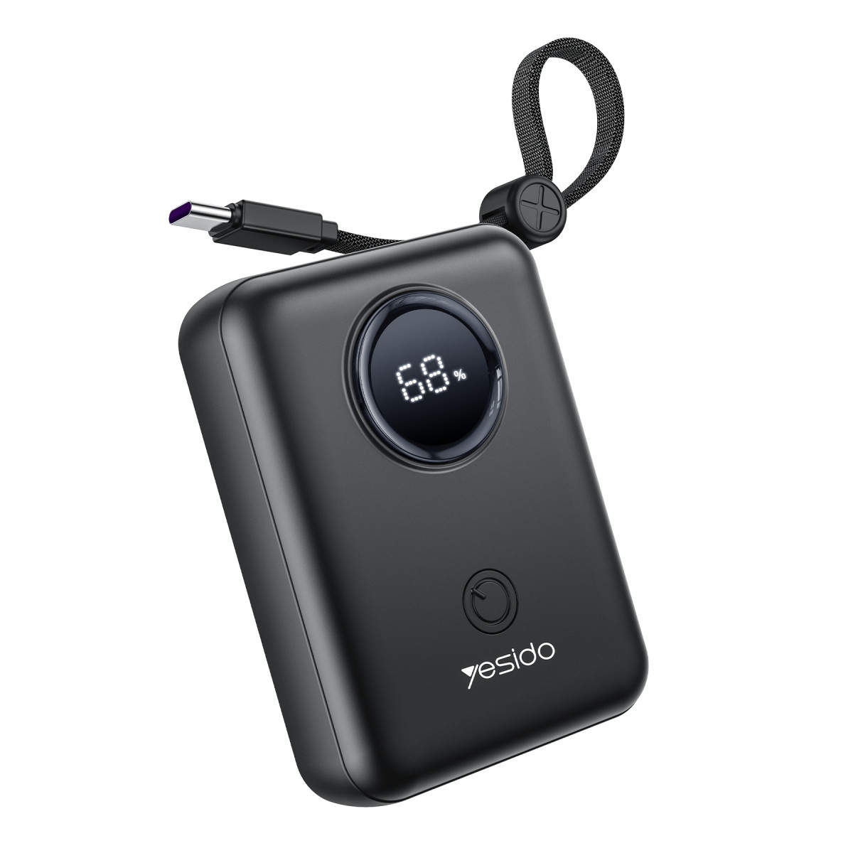 yesido-yp64-10000-mah-dijital-gostergeli-dahili-type-c-ve-lightning-kablolu-pd-mini-powerbank-siyah-web Yesido YP64 10.000 mAh Dijital Göstergeli Dahili Type-C ve Lightning Kablolu PD Mini Powerbank - Siyah - Görsel 1