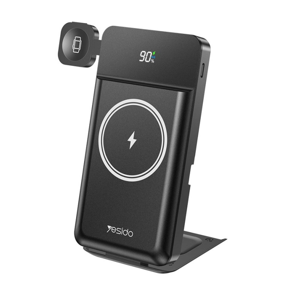 Yesido YP69 10.000 mAh Led Göstergeli Çok Fonksiyonlu 20W PD Kablosuz Magsafe Powerbank – Siyah görseli 1